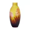 Выдувная ваза Gallé, желтое стекло с красной окантовкой, гравировка … - Moinat - Коробки